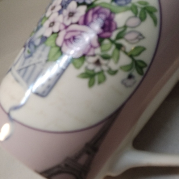 All For You MUG Purple & Blue Flowers in Basket Butterfly Eiffel Tower 12 oz Cup - Picture 10 of 12